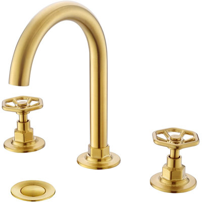 Widespread Bathroom Faucet with Drain Assembly