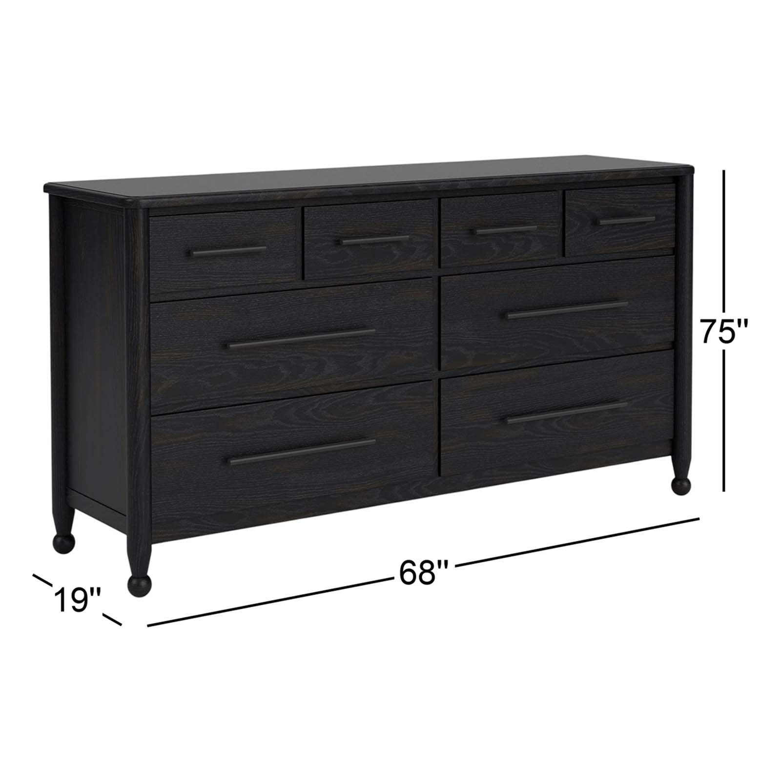 Ebony Dresser And Mirror Set