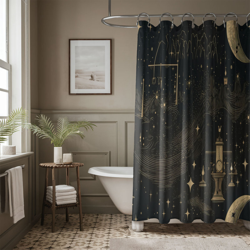 Basett Abstract Shower Curtain, 74"H x 71"W