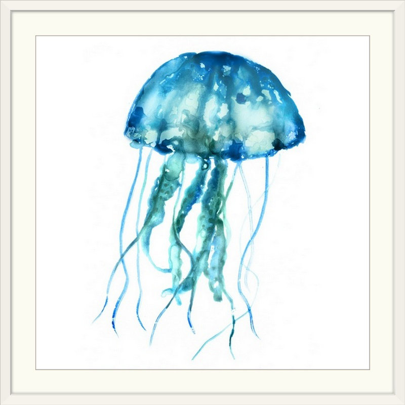 «Matsumoto Jellyfish» par Edward Selkirk, impression, H 38 po x l 38 po x P 1 po, Cadre blanc
