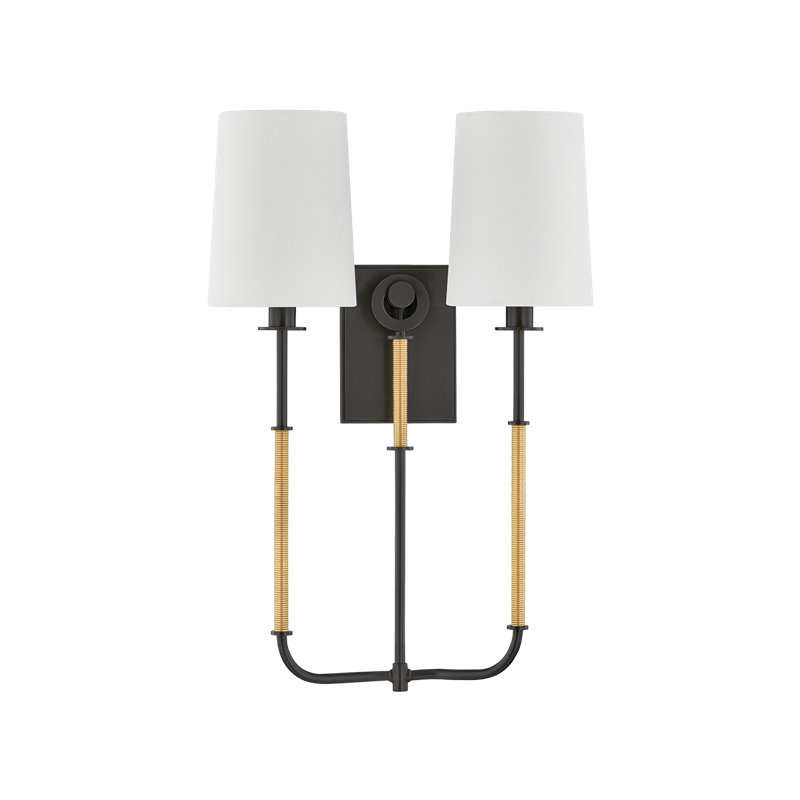 Glenmont Wall Sconce in Aged Brass and Distressed Bronze, Black