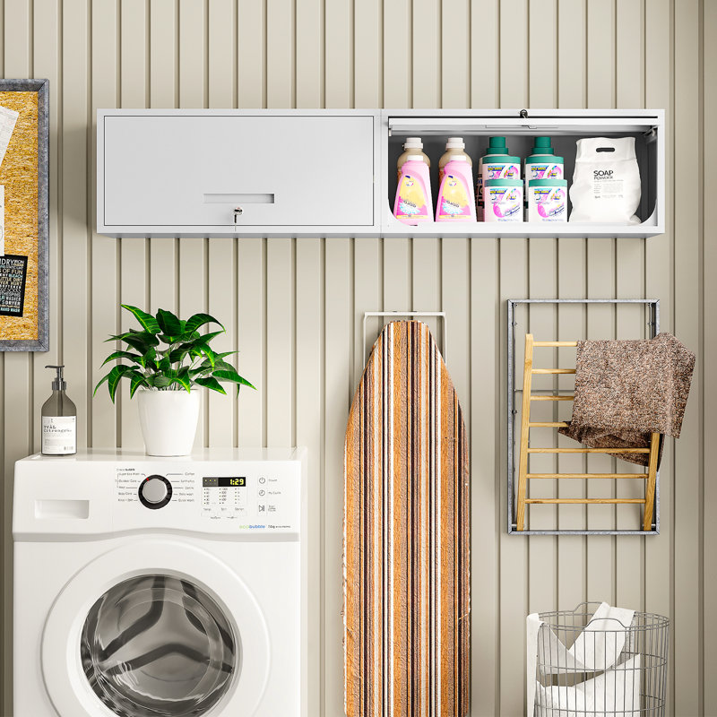 Armoire de rangement simple en acier (H 13,7 po x l 31,5 po x P 13 po), Blanc, 13.7" H x 31.5" W x 13" D