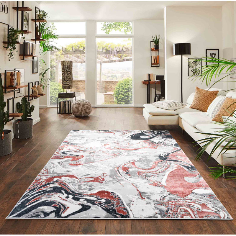 Ayten Abstract Power Loom Pink Area Rug, Rectangle 200 x 290cm