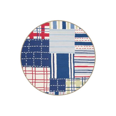 Blue And Red Line Detailed Woven Base Modern Decorative Carpet