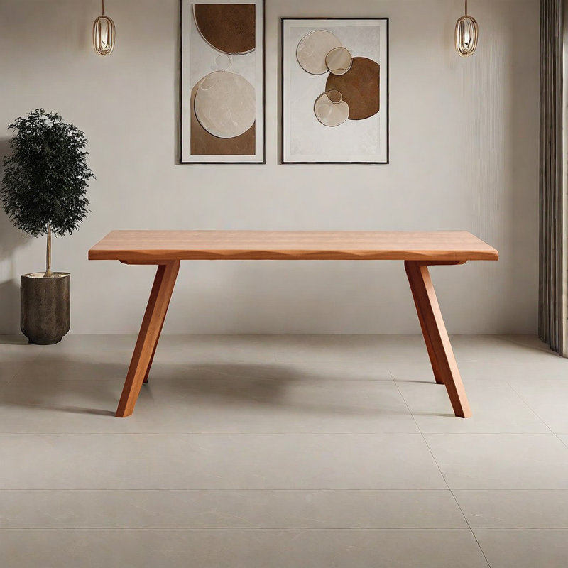 Super Thick Long Board Table Cherry Solid Wood Dining Table, 29.53" H x 62.9" W x 31.4" D
