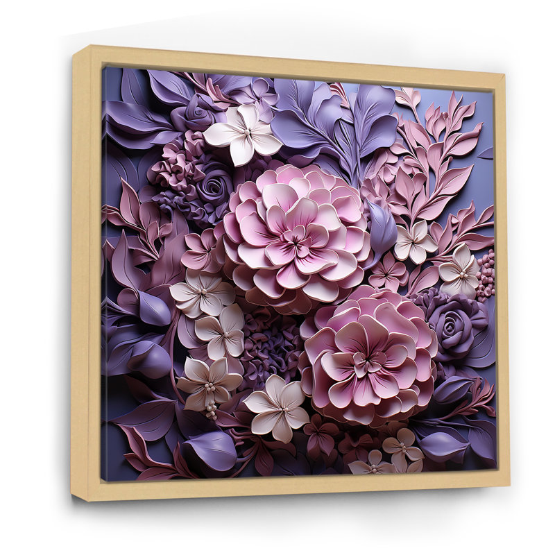 «Royal Amethyst», papier mâché symphonie sur toile, Cadre naturel flottant, H 24 po x l 24 po x P 1 po