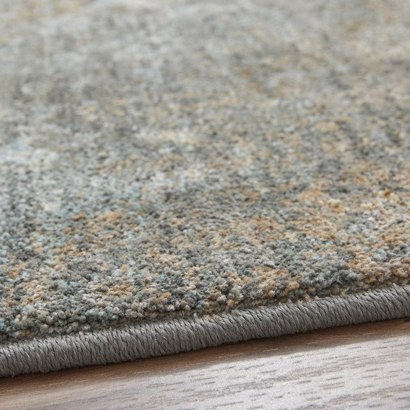 Gray and Multi-Color Abstract Synthetic 3'6" x 5'6" Area Rug