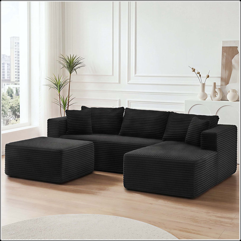 Canapé modulaire en L 105 po avec méridienne et repose-pieds