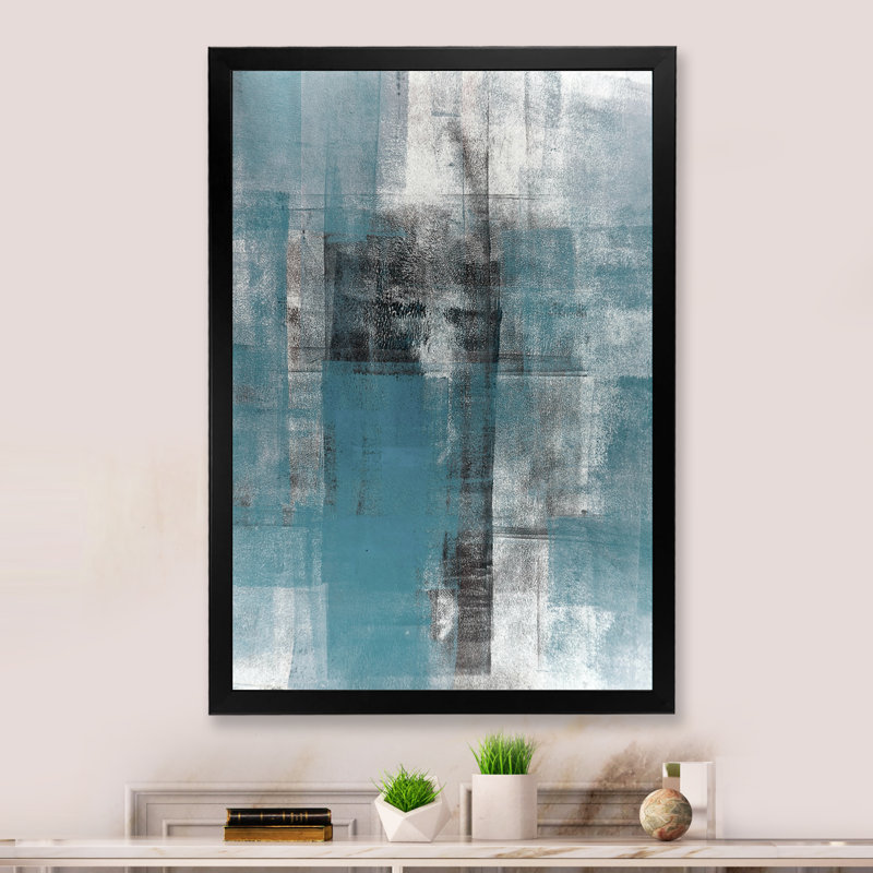 Sarcelle et noir abstrait, reproduction d'art sur toile