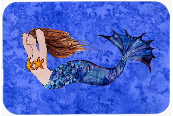 Caroline's Treasures Brunette Mermaid Glass Cutting Board
