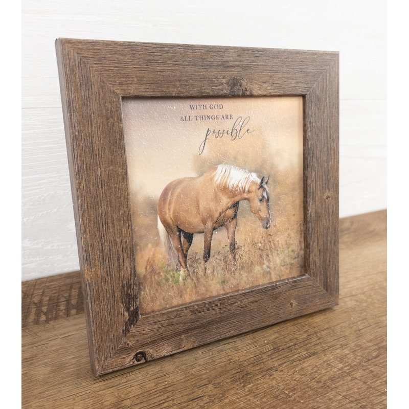 «Live Like Someone Left The Gate Open Horse», art textuel encadré sur papier
