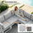 Modern 9-Piece Aluminum Patio Conversation Set with Propane Fire Pit Table, 500lb Capacity Heavy-Duty Outdoor Sectional Set with Cushions-1418358814