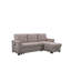 Canapé d'angle convertible réversible gris pâle de 213 cm de large avec méridienne de rangement, ports de chargement USB et poche