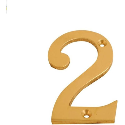3 inch Brass Door Polished Screw On Front Door Numeral with Fixing Screws for uPVC, Wooden & Composite Exterior Doors