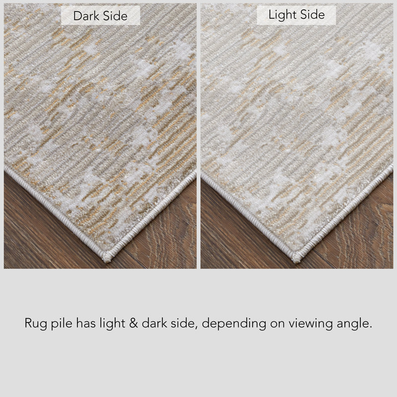 Maxin Modern Abstract, Gray/Ivory/Brown, Area Rug, Rectangle 6'7" x 9'6"