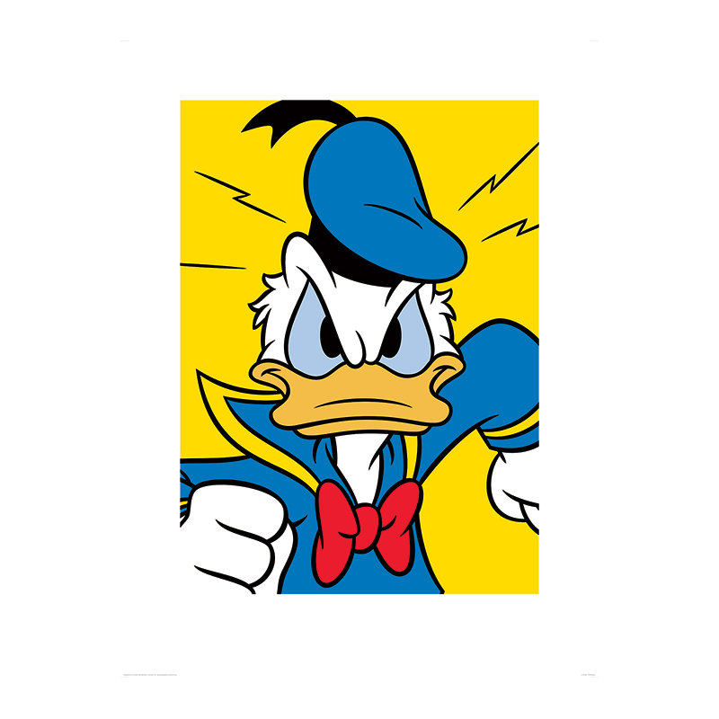 Donald Duck Mad Poster Graphic Art Print, Yellow, Black Frame, 40cm H x 30cm W
