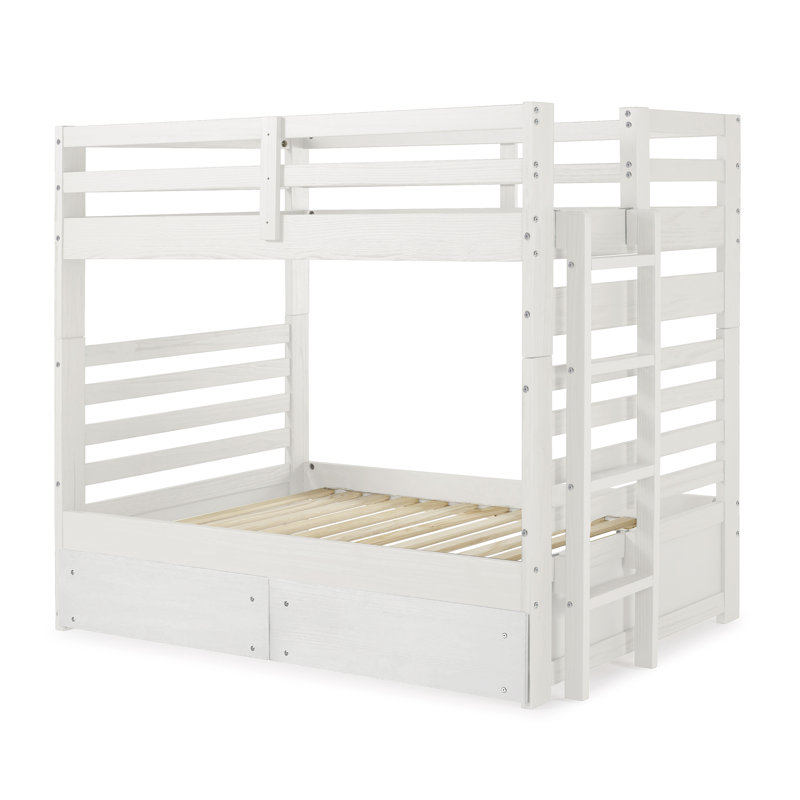 Huseman Kids Twin Over Twin Bunk Bed, White Mist