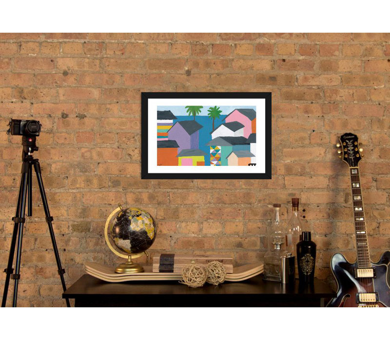 «Beachfront Property II», reproduction, H 24 po x l 32 po x P 1 po, Papier encadré noir