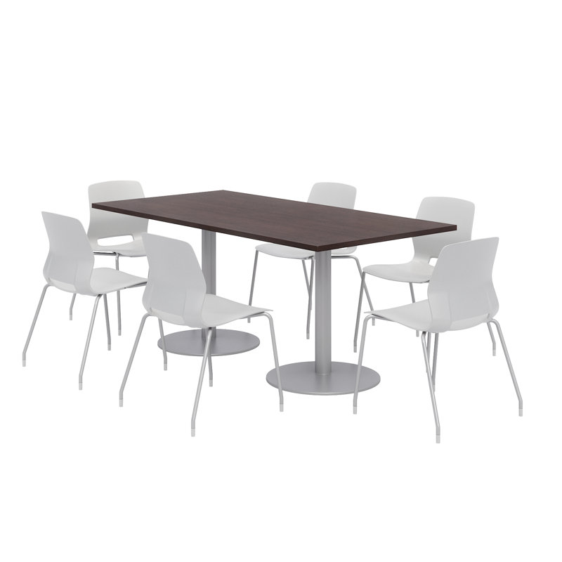 Ensemble de table de salle à manger rectangulaire 72 "et chaise, Espresso, Gris clair