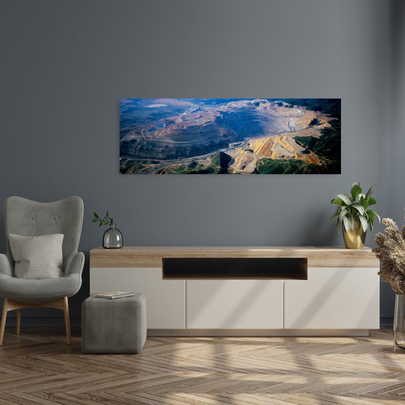 Aerial view of copper mines Utah USA 1 Piece Wrapped Canvas Panoramic Wall Art, 121.92 cm H x 40.64 cm W