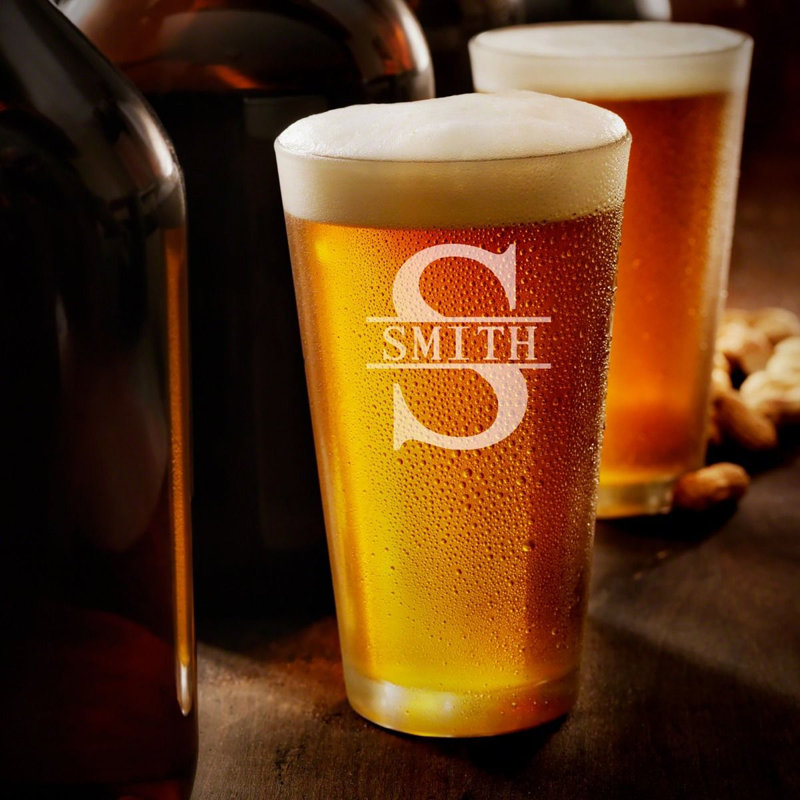 Engraved Pint Glasses, 4pc Set, Yes