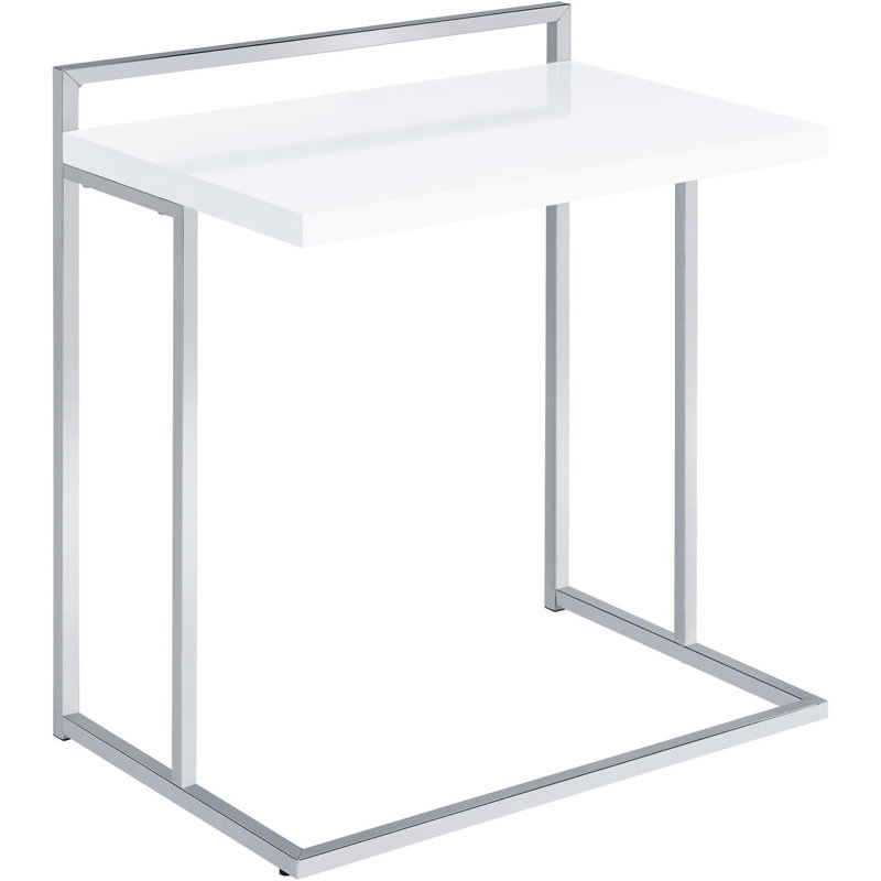 Table à collation rectangulaire blanche ultrabrillante avec pieds en métal pour une décoration élégante et élégante