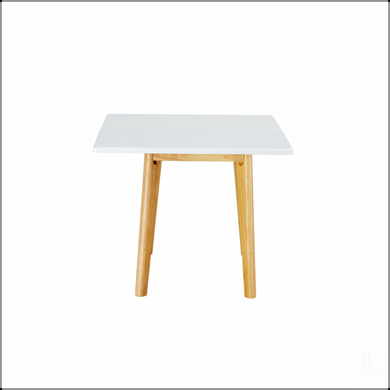 Imitation Marble Sintered Stone Tabletop With Rubber Wooden Legs, Foldable Computer Desk, White
