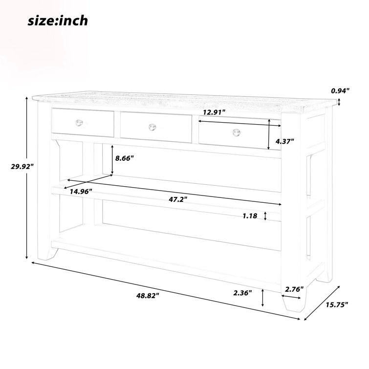 Eileen 62.2'' Console Table, Storage Sofa Table with Drawers and Shelves Wildon Home Color: Black