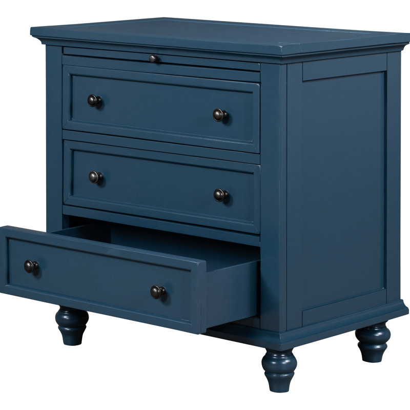 Table de bout polyvalente bleue à 3 armoires avec plateau de rangement escamotable Ustyle pratique et élégant, Bleu, Bleu