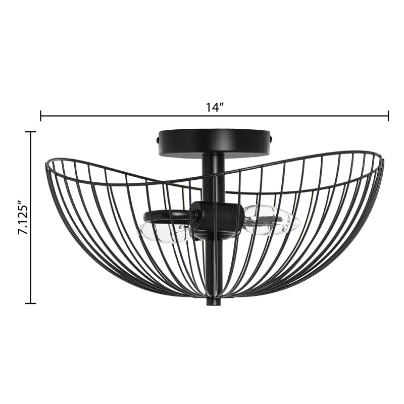 7.125"H Brigitte Black Painted Metal Bowl Shade Ceiling Light - 17 Stories