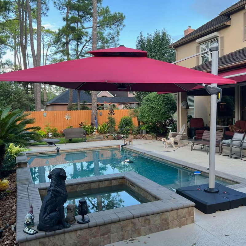 Parasol en porte-à-faux 132 "avec base et doux 12 couleurs pour parasol Casein, Terra