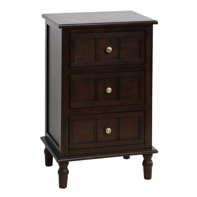 Chaney Three-Drawer Accent Table - Dark Walnut