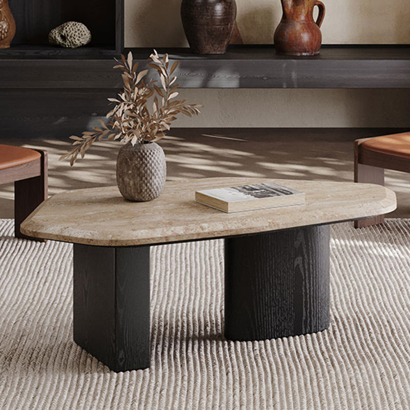 Table basse Wabi-sabi, H 13,77 po x L 47,24 po x l 29,52 po, Noir, noir, noir, noir