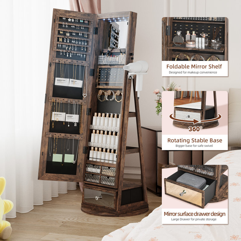 Armoire à bijoux debout, Brun
