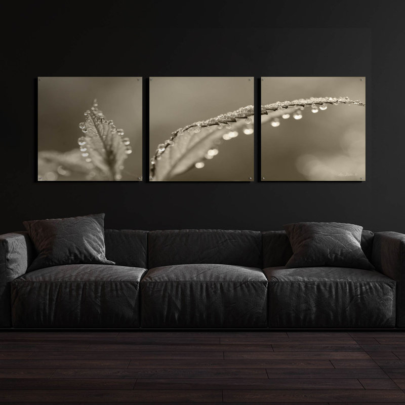 «Dewey Morning» par Lori Deiter, ensemble d'art mural en verre acrylique, 3 pièces, H 36 po x l 108 po