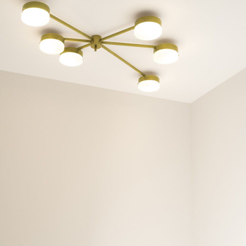 Light Celeste Effervescence Sputnik Sphere Chandelier, Copper, Clear, 57" Width x 62" Depth x 8" Height