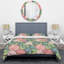 Fleurs roses et feuille verte - ensemble de housse de couette floral - microfibre de polyester-978698004