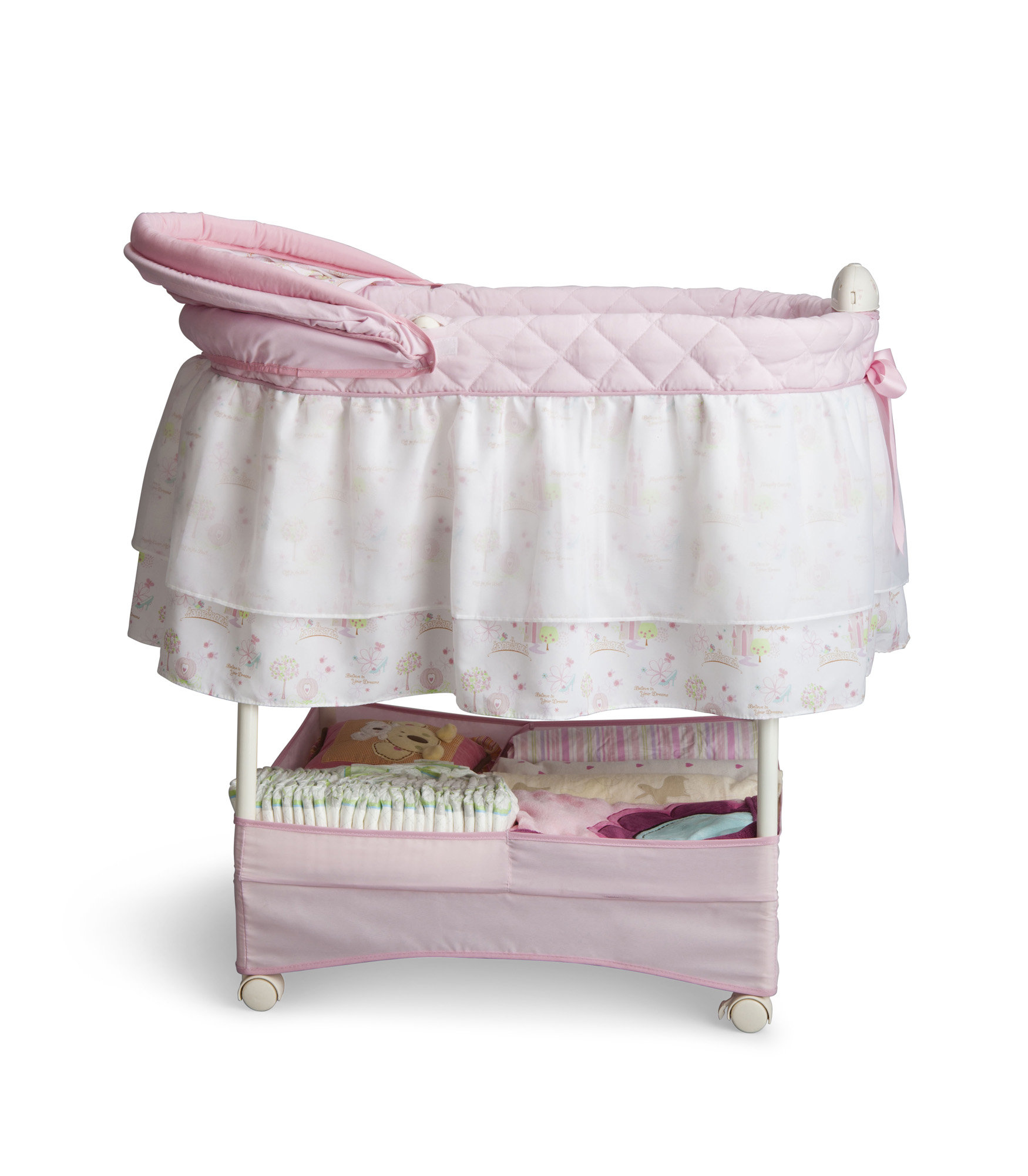 Delta Children Disney Princess Gliding Bassinet with Bedding