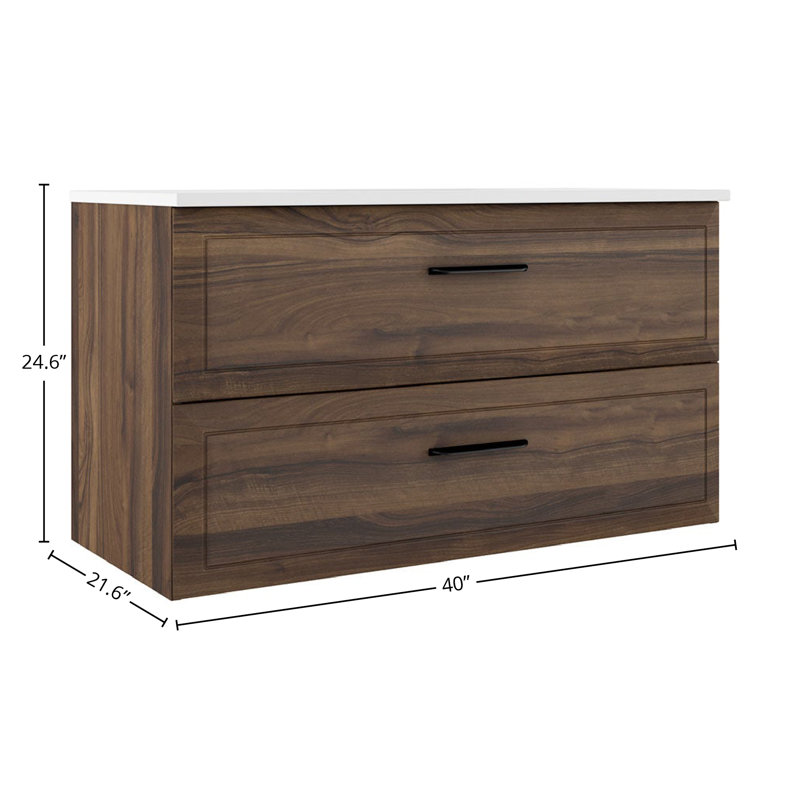 Ensemble de meuble-lavabo simple avec lavabo Gosman, Marron clair, L 40 po