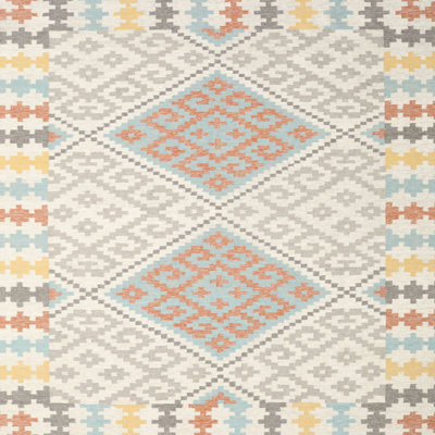 Tapis contemporain rouge / jaune / gris