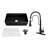 CASAINC Single Bowl Black Fireclay Farmhouse Kitchen Sink With Faucet Included-101121660