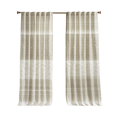 Cotton Printed Curtain Panel With Chenille Detail And Lining(Only 1 Pc Panel)
