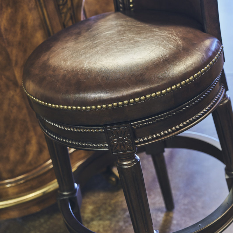 Ted Swivel Upholstered Counter Stool with Solid Wood Frame, Bar Stool (31" Seat Height), 4