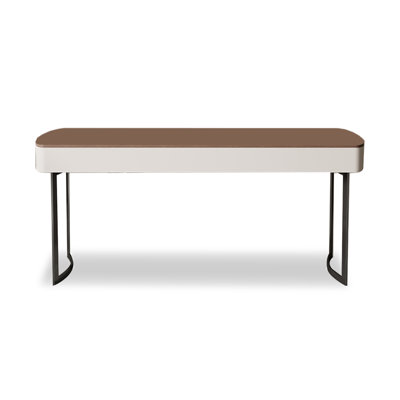 55.12" Brown+White Rectangular Solid Wood+Stainless Steel desks