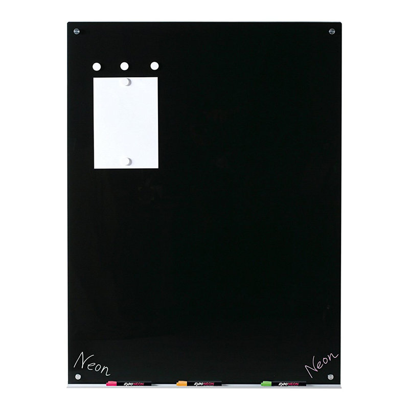 Panneau de verre magnétique mural noir, 36 po x 72 po