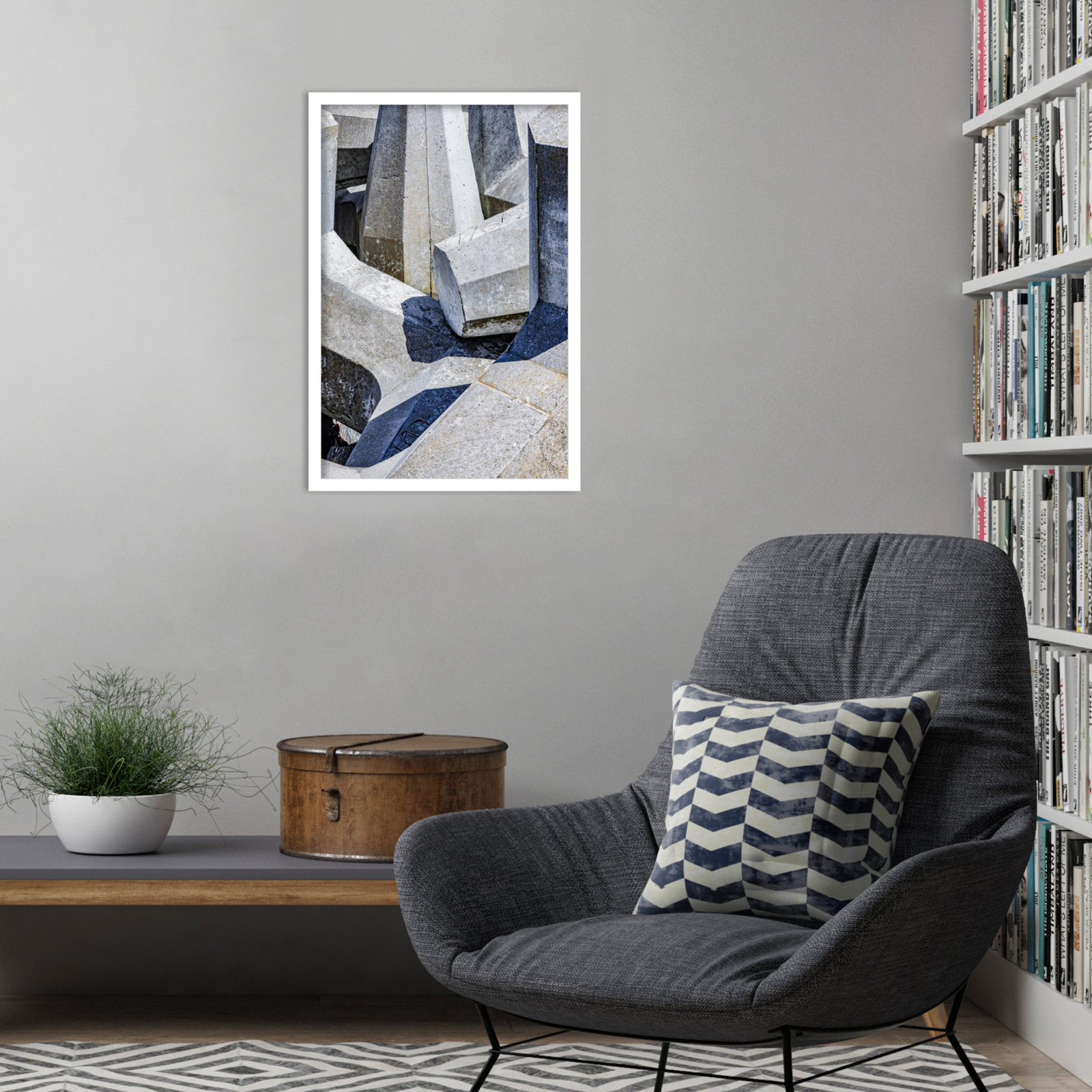 Pankow "Geometric 02" Print, White, 25" H x 17" W