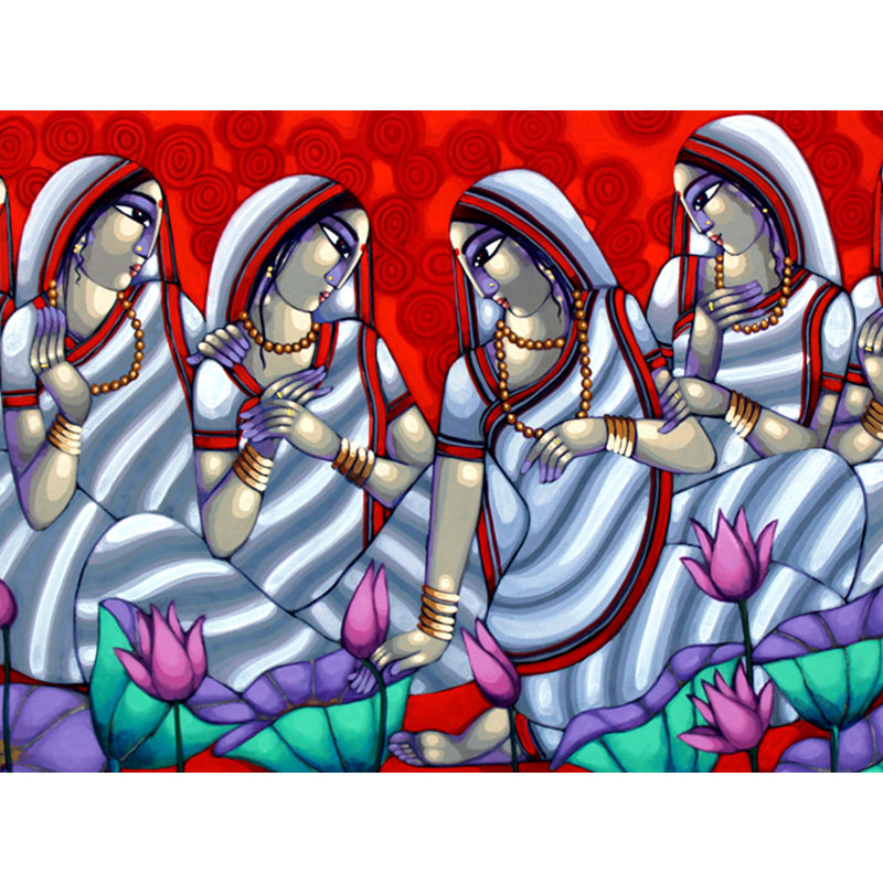 Cercle de mes amis | Acrylique sur toile | Sekhar Roy | Pour la décoration murale