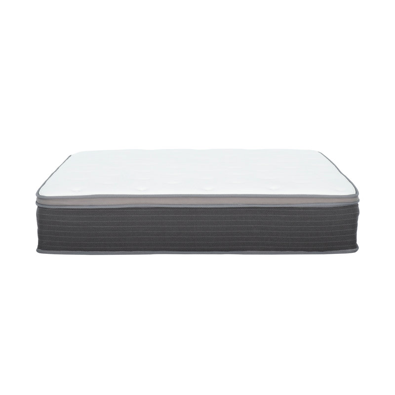 Matelas hybride à ressorts ensachés 12 po dans une boîte, matelas moelleux en mousse viscoélastique gélifiée, blanc / gris