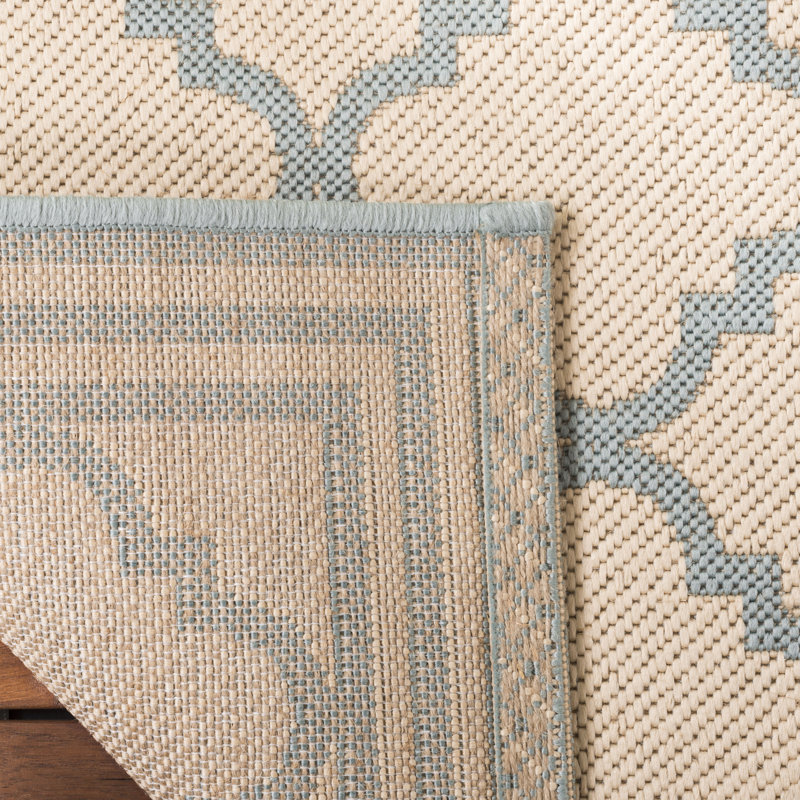 Kittrell Looped/Hooked Aqua Indoor/Outdoor Rug, Rectangle 160 x 229 cm
