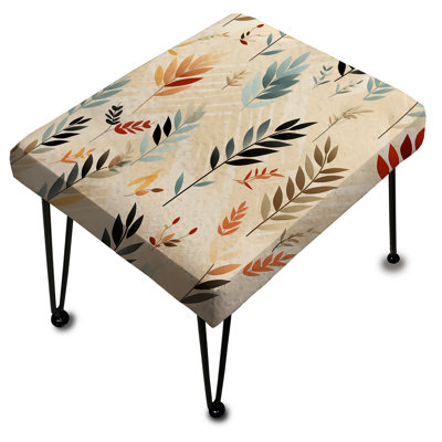 Repose-pieds rectangulaire beige floral doux et brun clair
